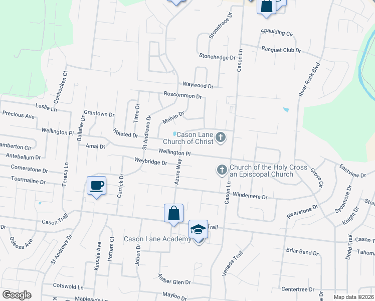map of restaurants, bars, coffee shops, grocery stores, and more near 2818 Holsted Drive in Murfreesboro