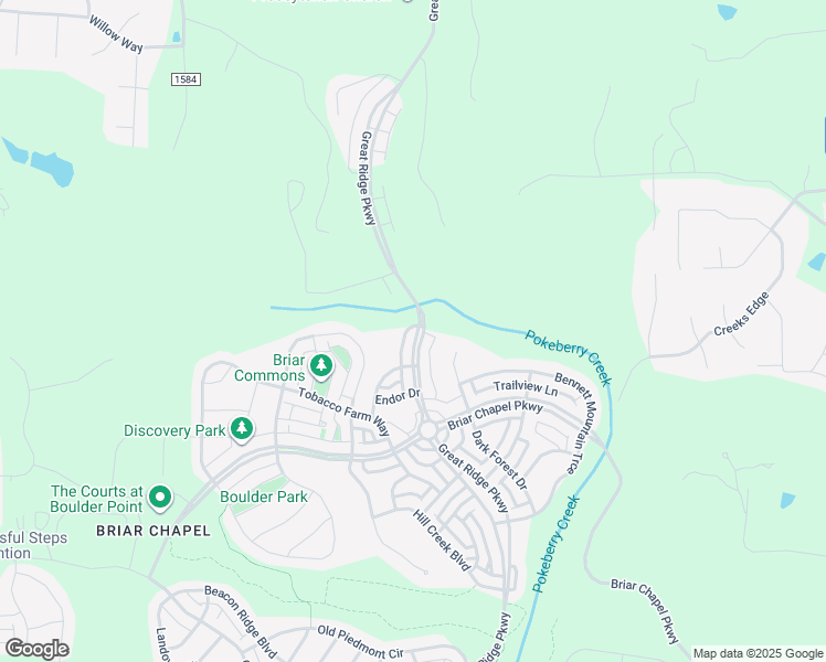 map of restaurants, bars, coffee shops, grocery stores, and more near 1128 Great Ridge Parkway in Chapel Hill
