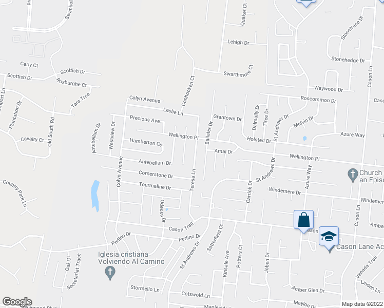 map of restaurants, bars, coffee shops, grocery stores, and more near 1518 Teresa Lane in Murfreesboro