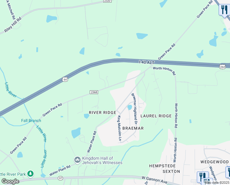 map of restaurants, bars, coffee shops, grocery stores, and more near 811 Green Pace Road in Zebulon