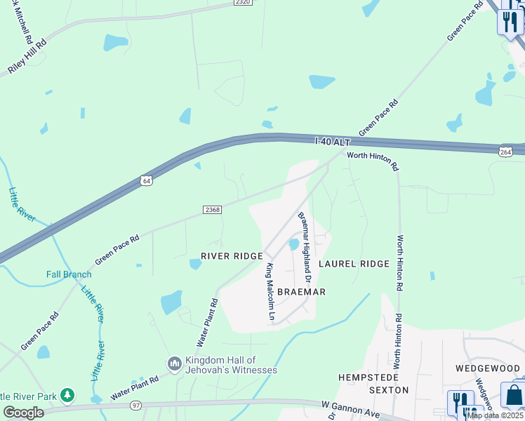 map of restaurants, bars, coffee shops, grocery stores, and more near 811 Green Pace Road in Zebulon