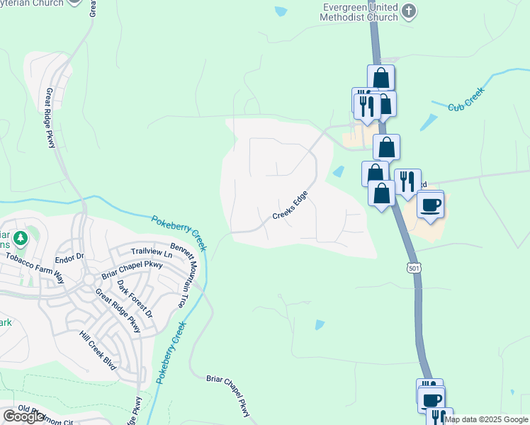 map of restaurants, bars, coffee shops, grocery stores, and more near 100 Fallen Log in Chapel Hill