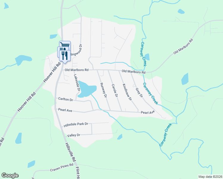 map of restaurants, bars, coffee shops, grocery stores, and more near 3806 Carole Drive in Sophia