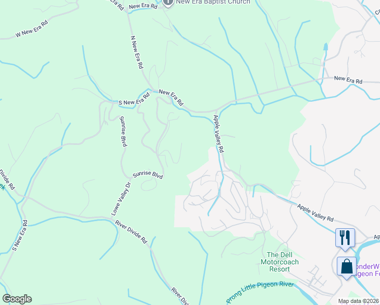 map of restaurants, bars, coffee shops, grocery stores, and more near 1629 Paradise Ridge Drive in Sevierville