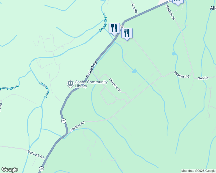 map of restaurants, bars, coffee shops, grocery stores, and more near 126 Wilderness Trail in Cosby