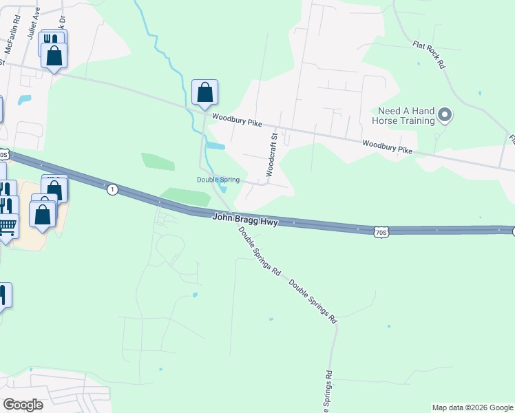 map of restaurants, bars, coffee shops, grocery stores, and more near 203 Woodcraft Drive in Murfreesboro