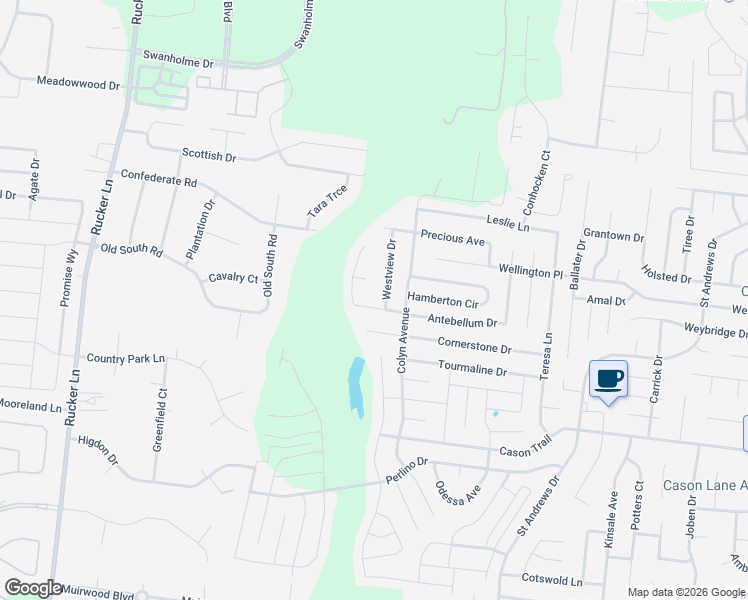 map of restaurants, bars, coffee shops, grocery stores, and more near 1458 Westview Drive in Murfreesboro