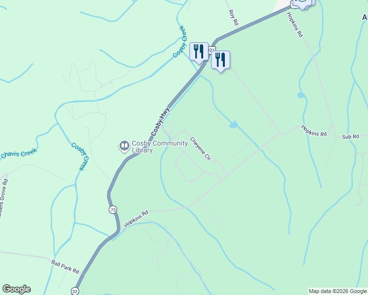 map of restaurants, bars, coffee shops, grocery stores, and more near 126 Wilderness Trail in Cosby