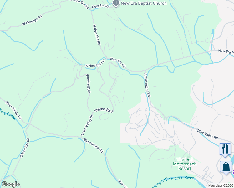 map of restaurants, bars, coffee shops, grocery stores, and more near 1618 Paradise Ridge Drive in Sevierville