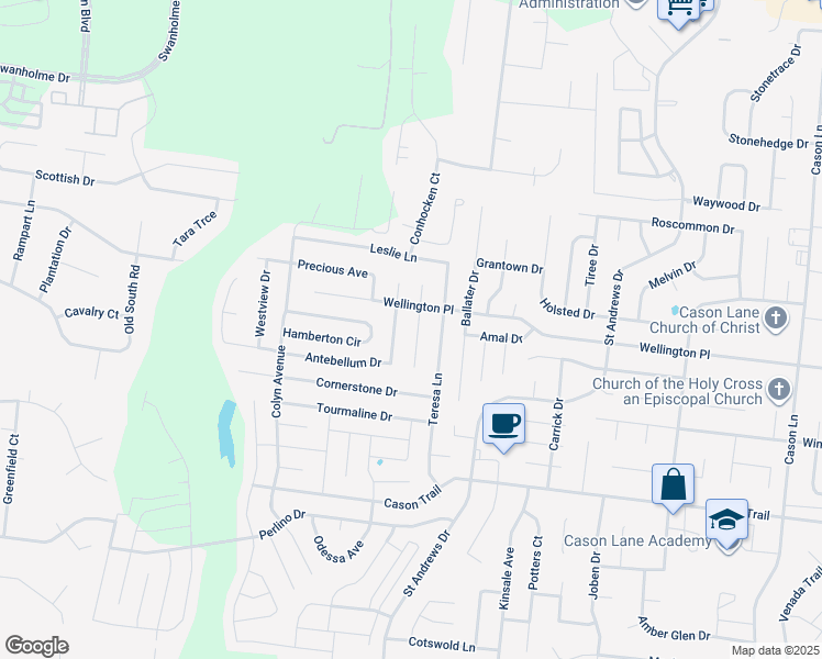 map of restaurants, bars, coffee shops, grocery stores, and more near 1516 Factors Walk in Murfreesboro
