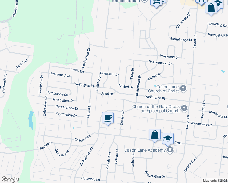 map of restaurants, bars, coffee shops, grocery stores, and more near 3103 Wellington Place in Murfreesboro