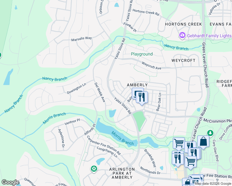 map of restaurants, bars, coffee shops, grocery stores, and more near 631 Mountain Pine Drive in Cary