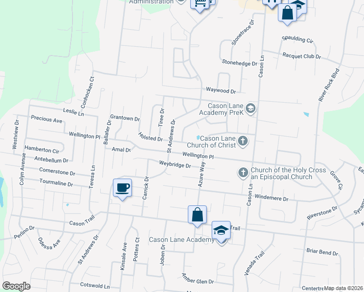 map of restaurants, bars, coffee shops, grocery stores, and more near 2931 Holsted Drive in Murfreesboro