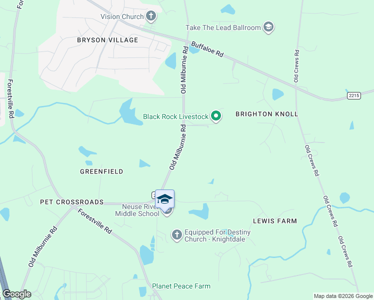 map of restaurants, bars, coffee shops, grocery stores, and more near 2816 Old Milburnie Road in Raleigh