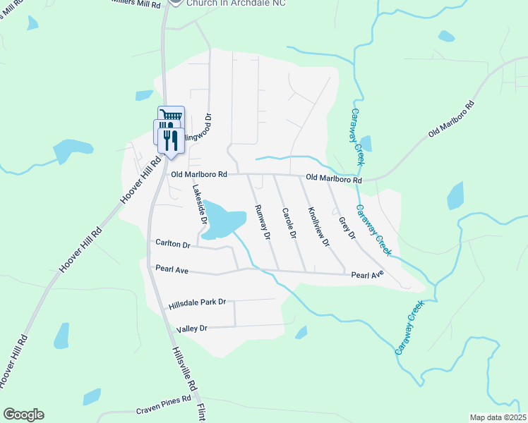 map of restaurants, bars, coffee shops, grocery stores, and more near 3810 Runway Drive in Sophia