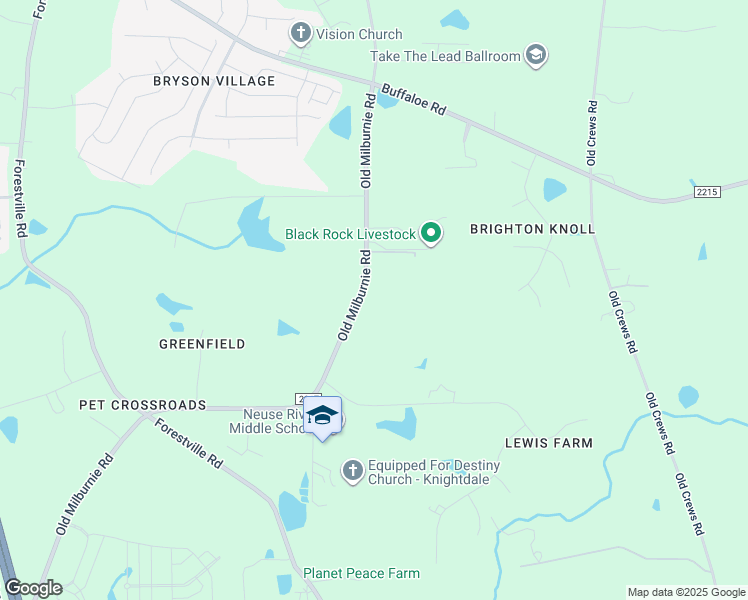 map of restaurants, bars, coffee shops, grocery stores, and more near 2816 Old Milburnie Road in Raleigh