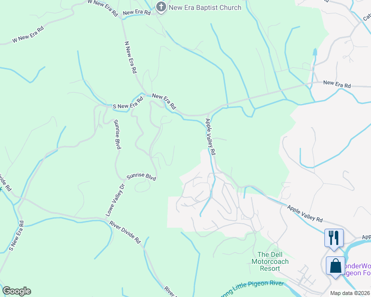 map of restaurants, bars, coffee shops, grocery stores, and more near 1629 Paradise Ridge Drive in Sevierville