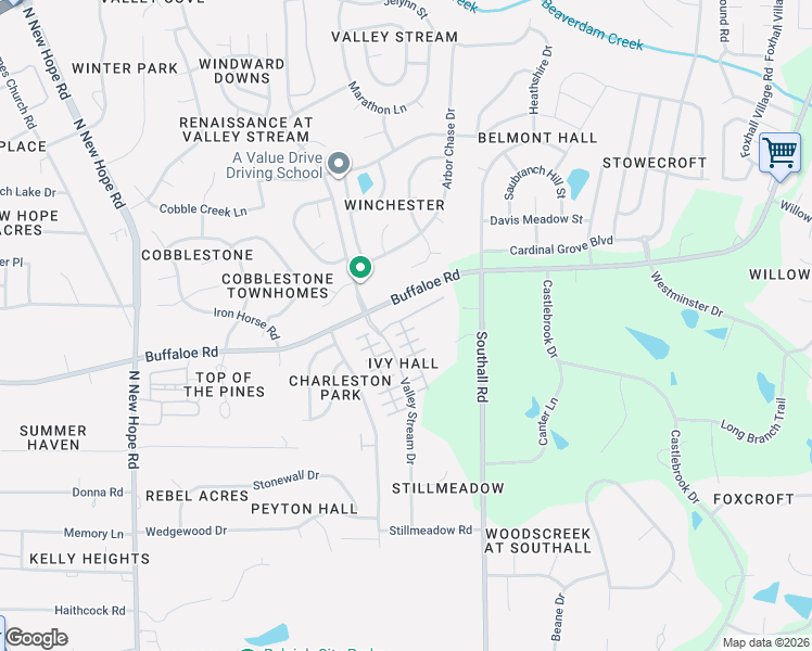 map of restaurants, bars, coffee shops, grocery stores, and more near 4723 Silver Quill Court in Raleigh