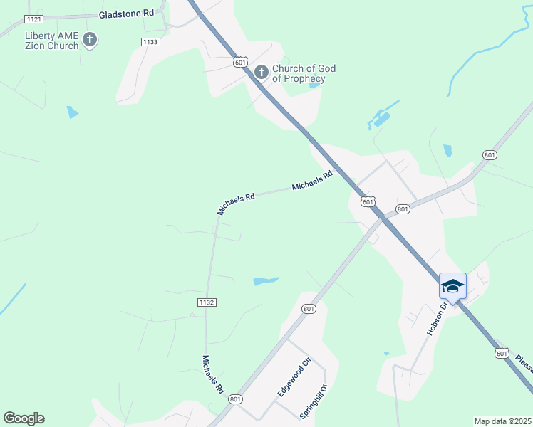 map of restaurants, bars, coffee shops, grocery stores, and more near 163 Michaels Road in Mocksville