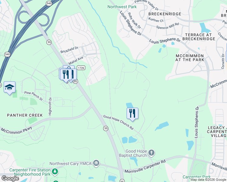 map of restaurants, bars, coffee shops, grocery stores, and more near 4369 Pond Pine Trail in Morrisville