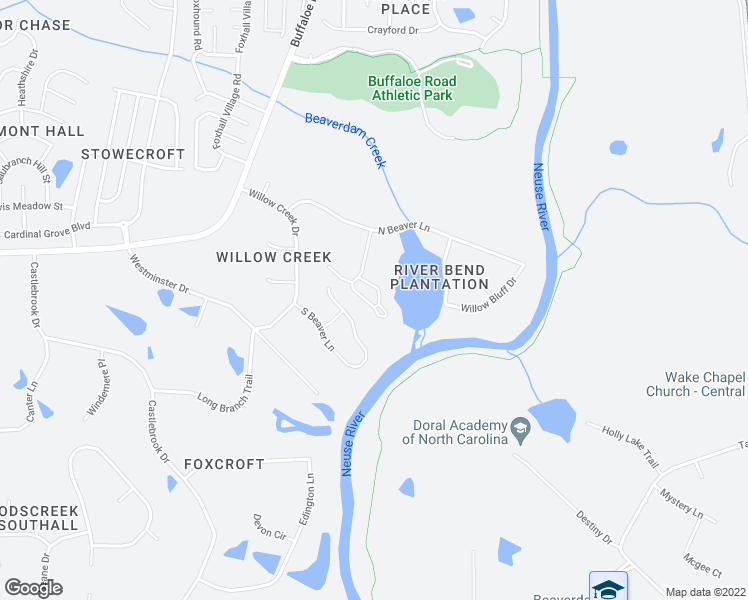 map of restaurants, bars, coffee shops, grocery stores, and more near 6101 River Lake Circle in Raleigh