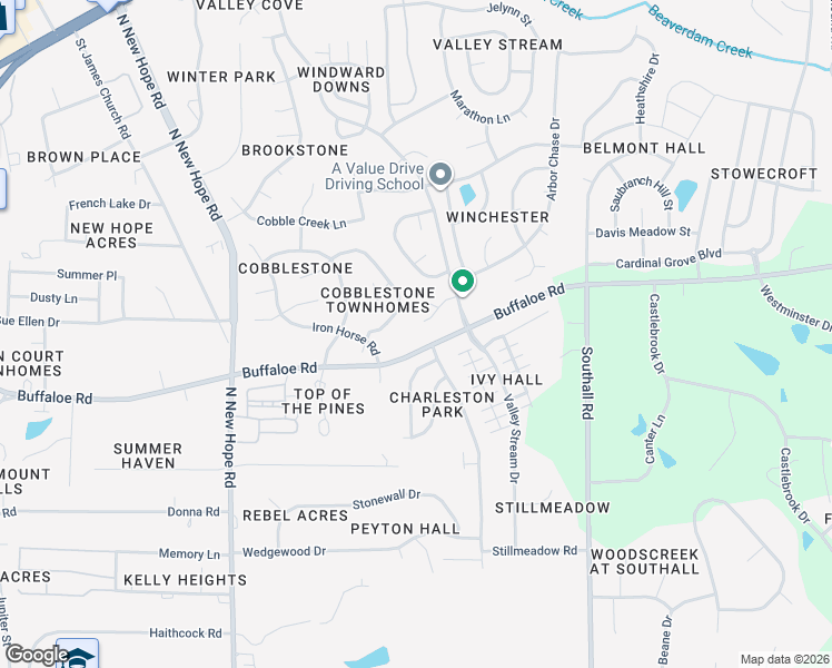 map of restaurants, bars, coffee shops, grocery stores, and more near 4511 Buffaloe Road in Raleigh
