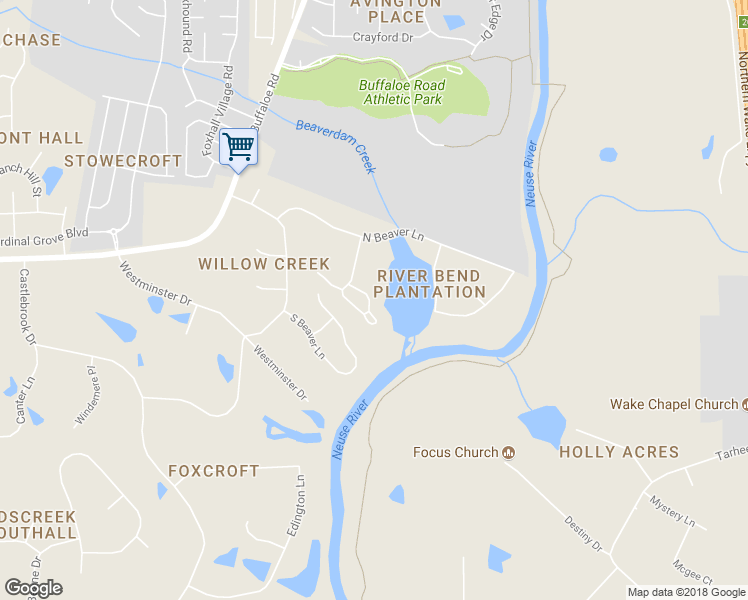 map of restaurants, bars, coffee shops, grocery stores, and more near 6104 River Lake Circle in Raleigh