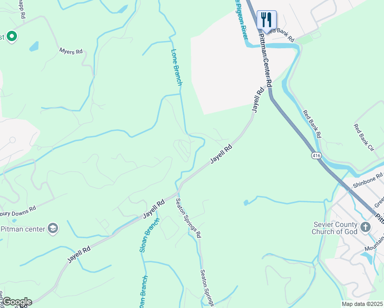 map of restaurants, bars, coffee shops, grocery stores, and more near 1846 Trout Way in Sevierville