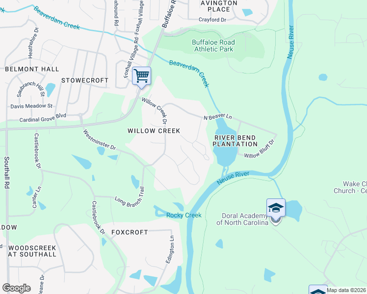 map of restaurants, bars, coffee shops, grocery stores, and more near 5809 Iris Lake Court in Raleigh