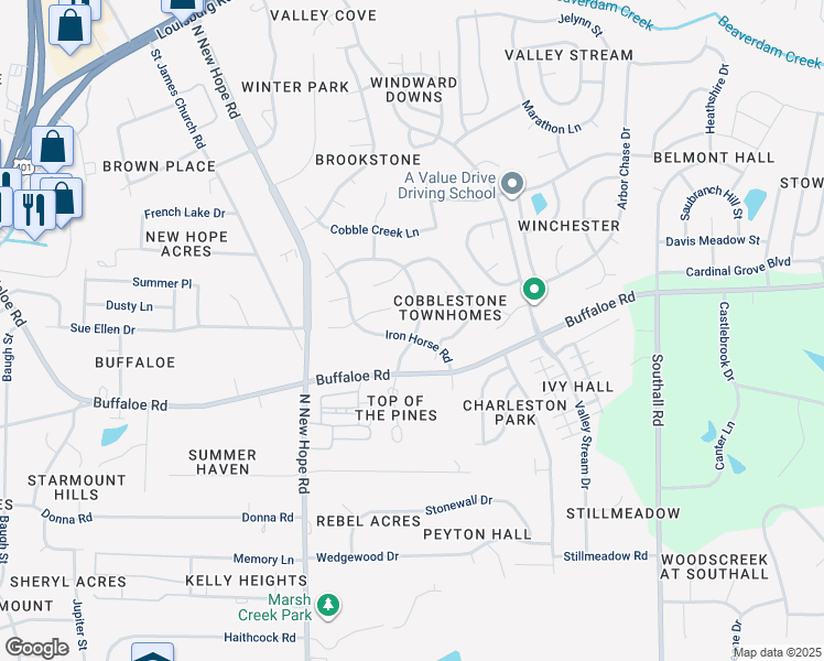 map of restaurants, bars, coffee shops, grocery stores, and more near 3900 Iron Horse Road in Raleigh