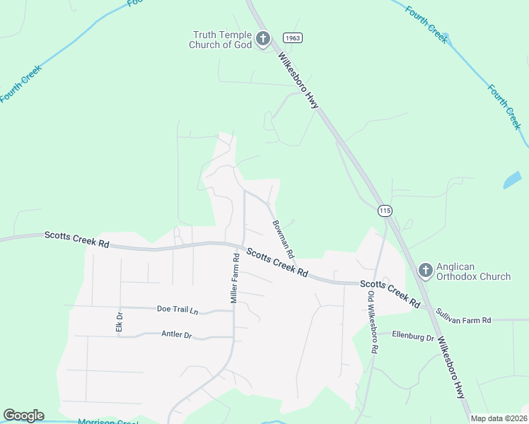map of restaurants, bars, coffee shops, grocery stores, and more near 104 Brook Run Lane in Statesville