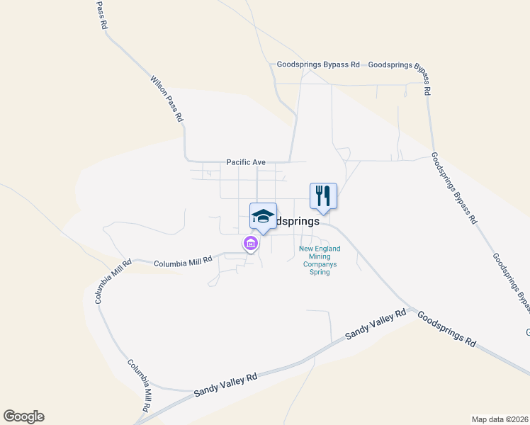 map of restaurants, bars, coffee shops, grocery stores, and more near 360 West Main Street in Goodsprings