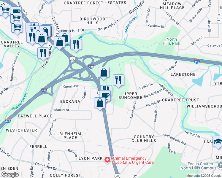 map of restaurants, bars, coffee shops, grocery stores, and more near 3716 National Drive in Raleigh