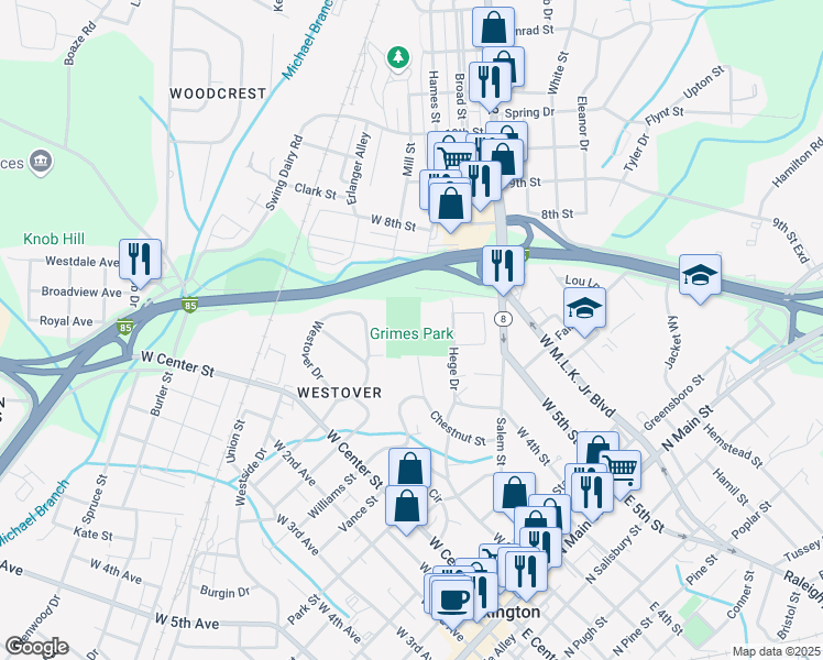 map of restaurants, bars, coffee shops, grocery stores, and more near 25 Hege Drive in Lexington