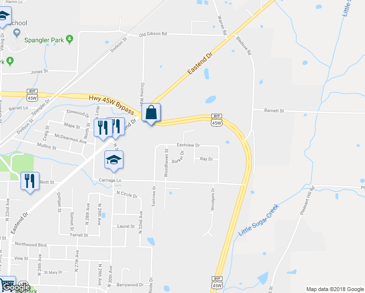 map of restaurants, bars, coffee shops, grocery stores, and more near 1529 Barker Drive in Humboldt