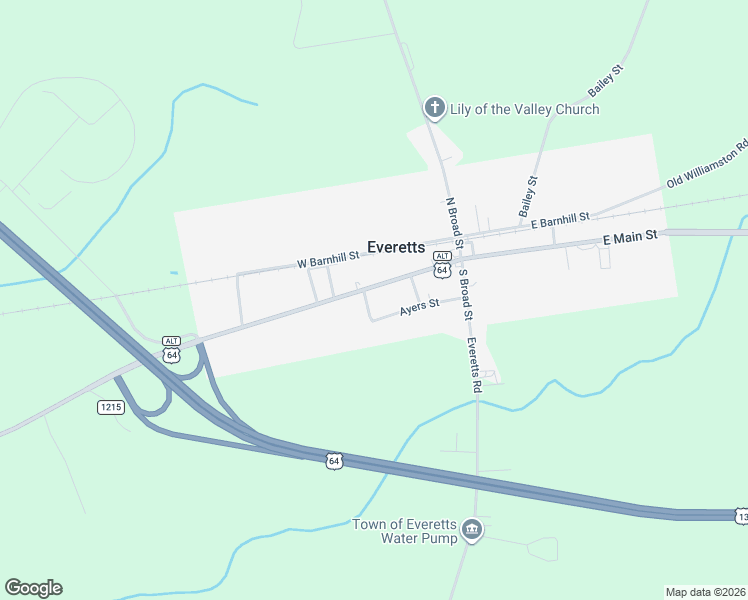 map of restaurants, bars, coffee shops, grocery stores, and more near 208 West Main Street in Williamston