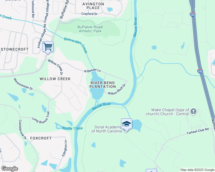 map of restaurants, bars, coffee shops, grocery stores, and more near 3704 Stoutt Drive in Raleigh