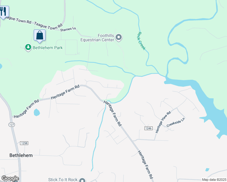 map of restaurants, bars, coffee shops, grocery stores, and more near 226 Heritage Circle in Taylorsville