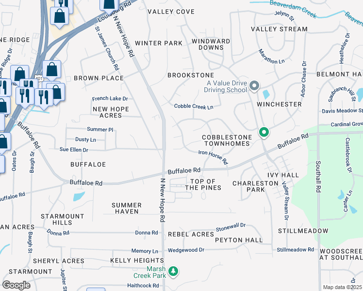 map of restaurants, bars, coffee shops, grocery stores, and more near 4129 Old Brick Court in Raleigh