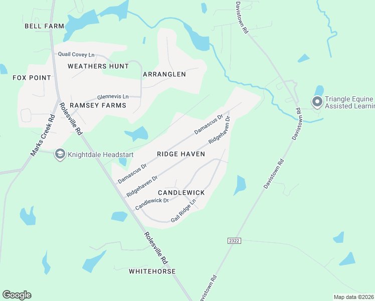map of restaurants, bars, coffee shops, grocery stores, and more near 1205 Ridge Haven Drive in Wendell