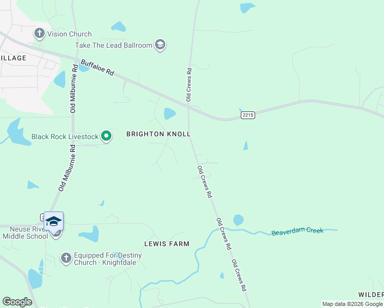map of restaurants, bars, coffee shops, grocery stores, and more near 1941 Old Crews Road in Knightdale