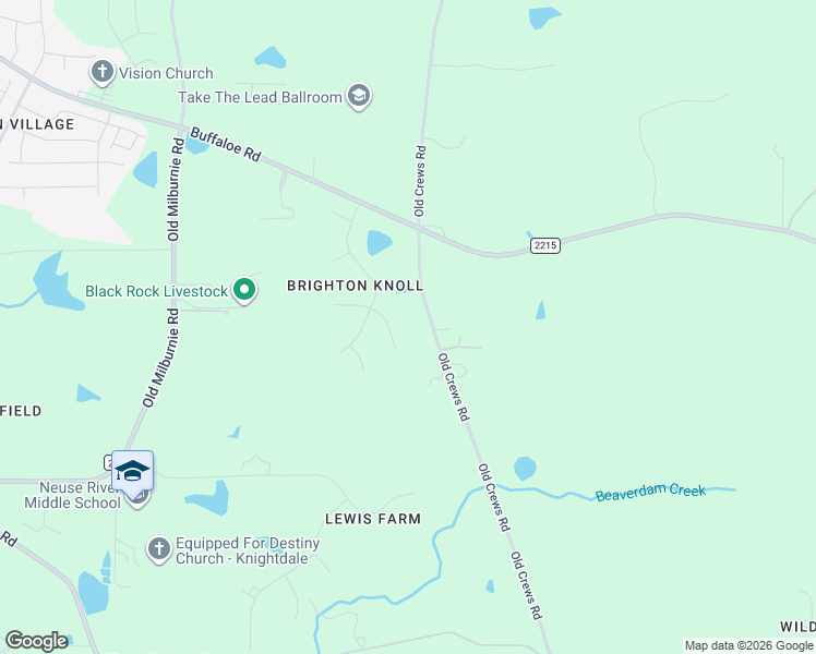 map of restaurants, bars, coffee shops, grocery stores, and more near 1941 Old Crews Road in Knightdale