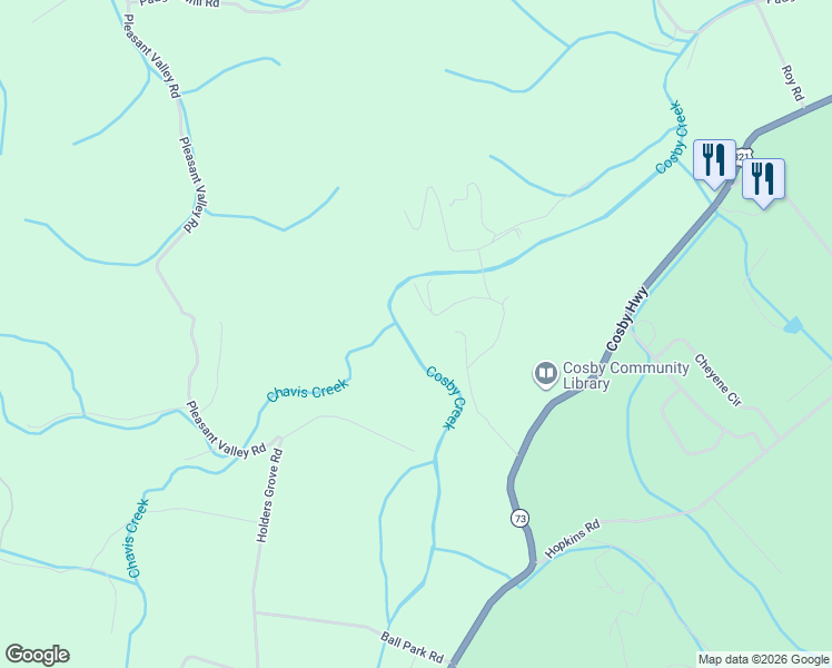 map of restaurants, bars, coffee shops, grocery stores, and more near 222 Limestone Way in Cosby