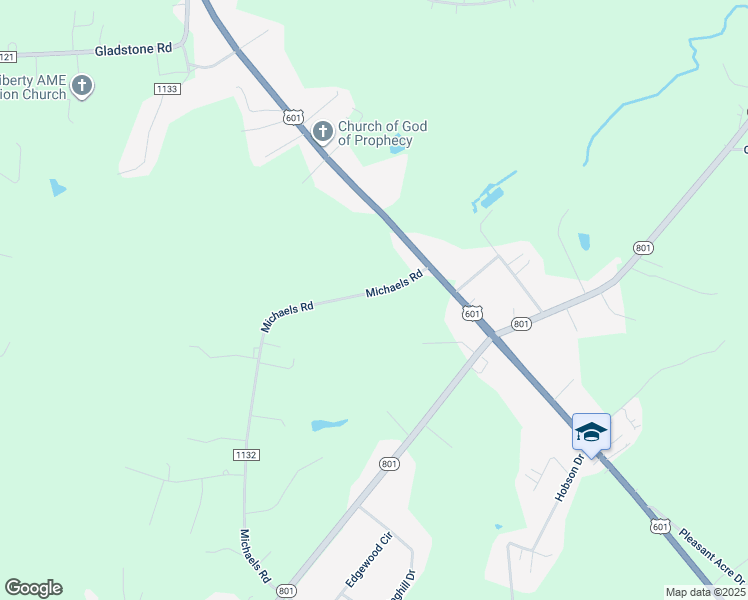 map of restaurants, bars, coffee shops, grocery stores, and more near 163 Michaels Road in Mocksville