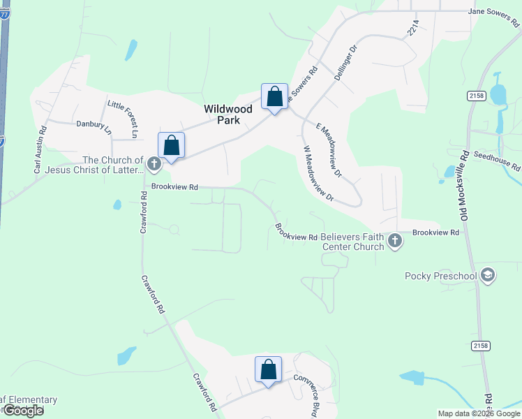 map of restaurants, bars, coffee shops, grocery stores, and more near 210 Brookview Road in Statesville