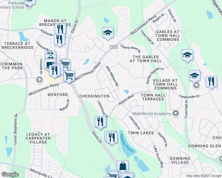 map of restaurants, bars, coffee shops, grocery stores, and more near 3112 Rapid Falls Road in Cary