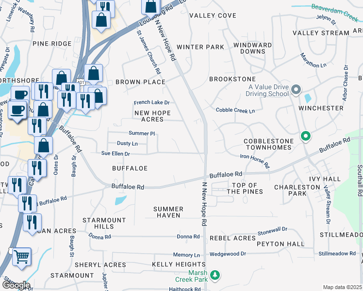 map of restaurants, bars, coffee shops, grocery stores, and more near 3904 Howard Circle in Raleigh