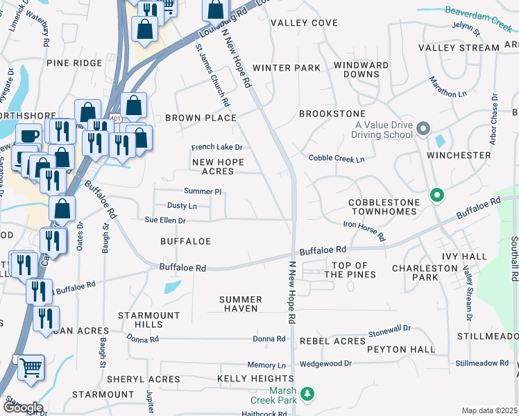 map of restaurants, bars, coffee shops, grocery stores, and more near 3904 Howard Circle in Raleigh