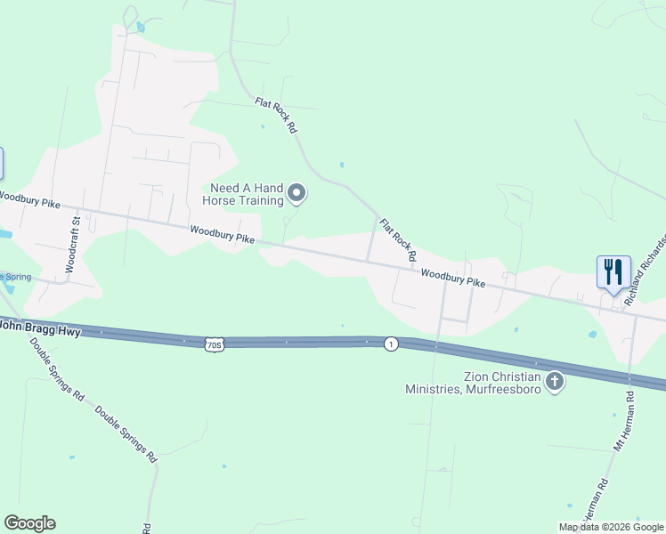 map of restaurants, bars, coffee shops, grocery stores, and more near 3920 Woodbury Pike in Murfreesboro