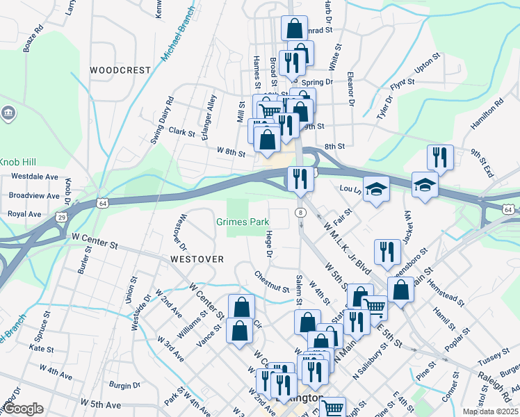 map of restaurants, bars, coffee shops, grocery stores, and more near 27 Hege Drive in Lexington